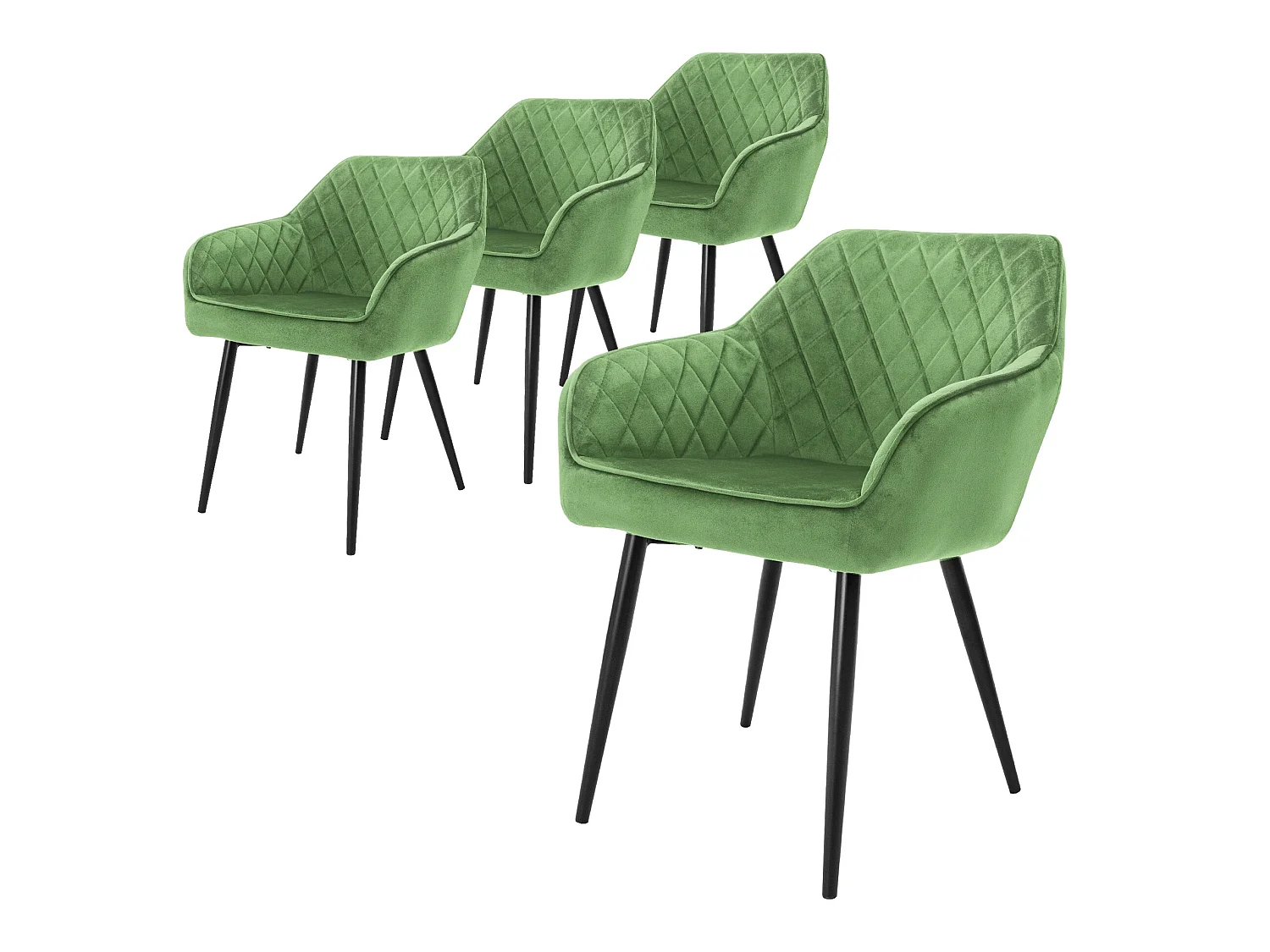 Lot de 4x chaises de salle à manger rembourrée en velours fauteuils salon vert