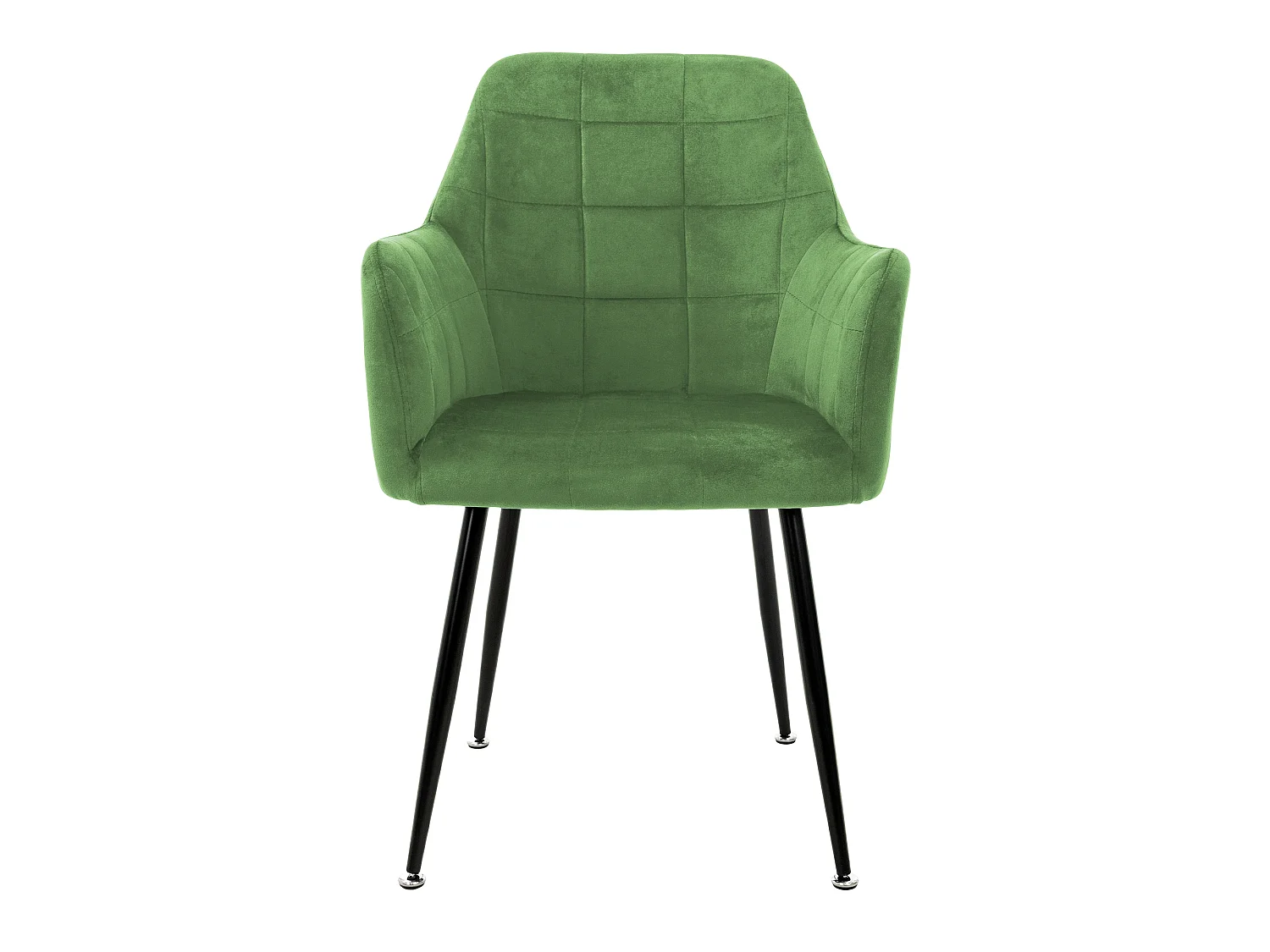 Lot de 4 chaises de salle à manger vert sauge assise dossier et accoudoirs ergonomiques revêtement en velours doux pieds noir en acier style moderne