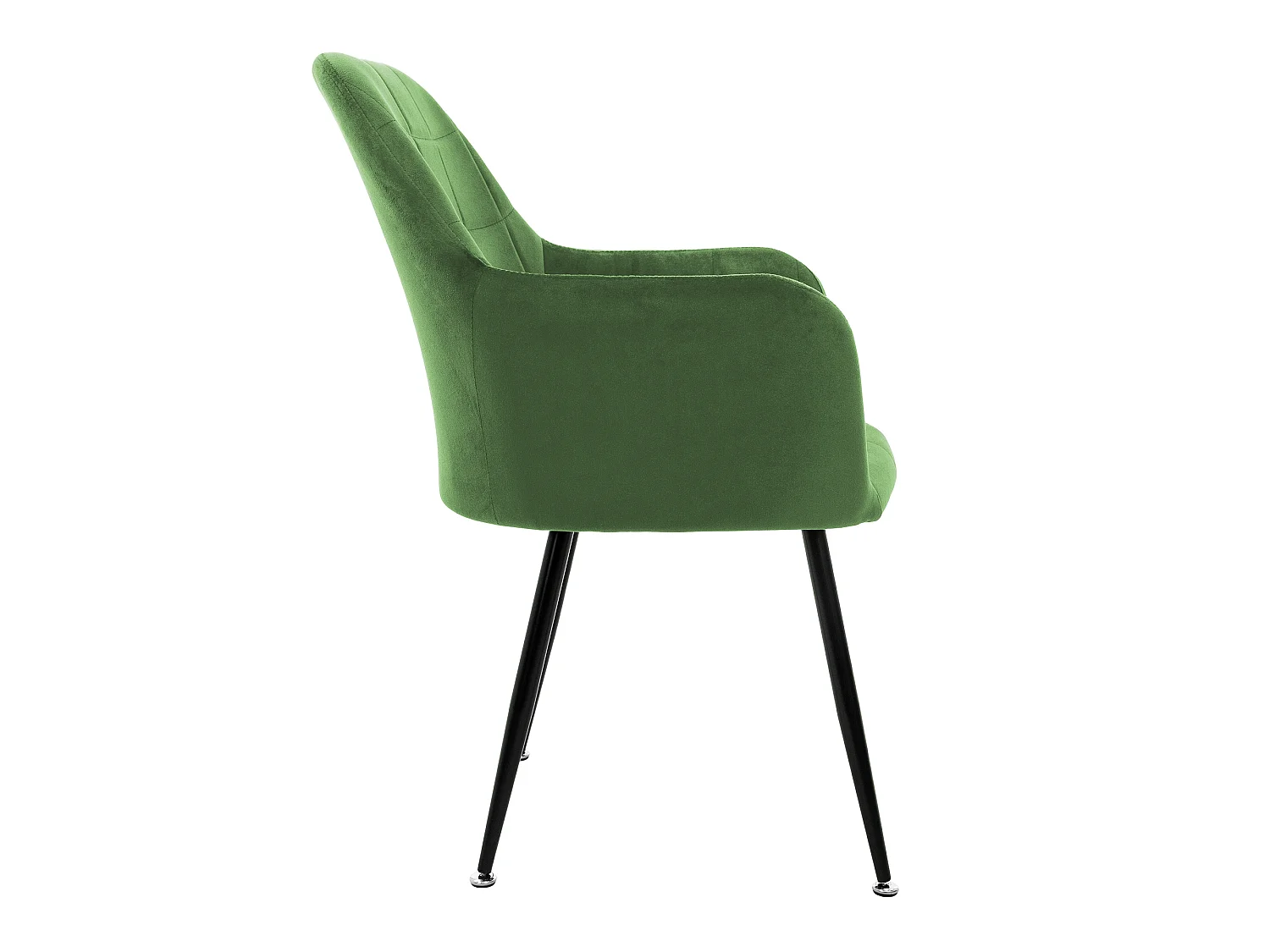 Lot de 4 chaises de salle à manger vert sauge assise dossier et accoudoirs ergonomiques revêtement en velours doux pieds noir en acier style moderne