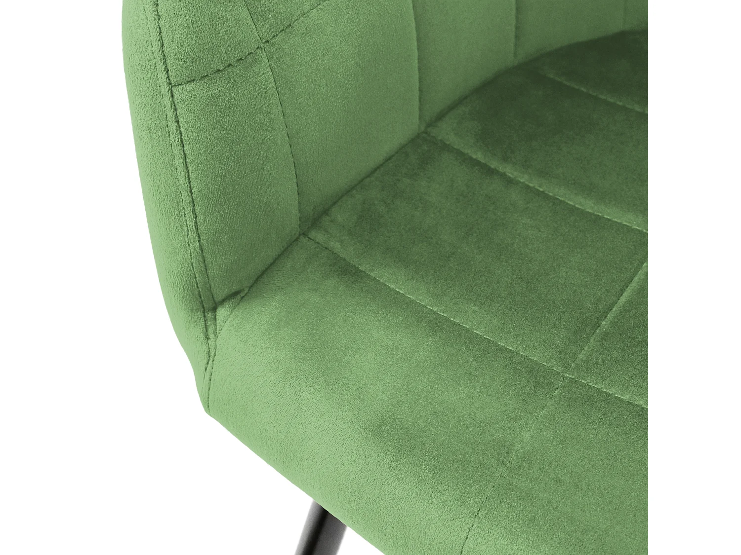 Lot de 4 chaises de salle à manger vert sauge assise dossier et accoudoirs ergonomiques revêtement en velours doux pieds noir en acier style moderne