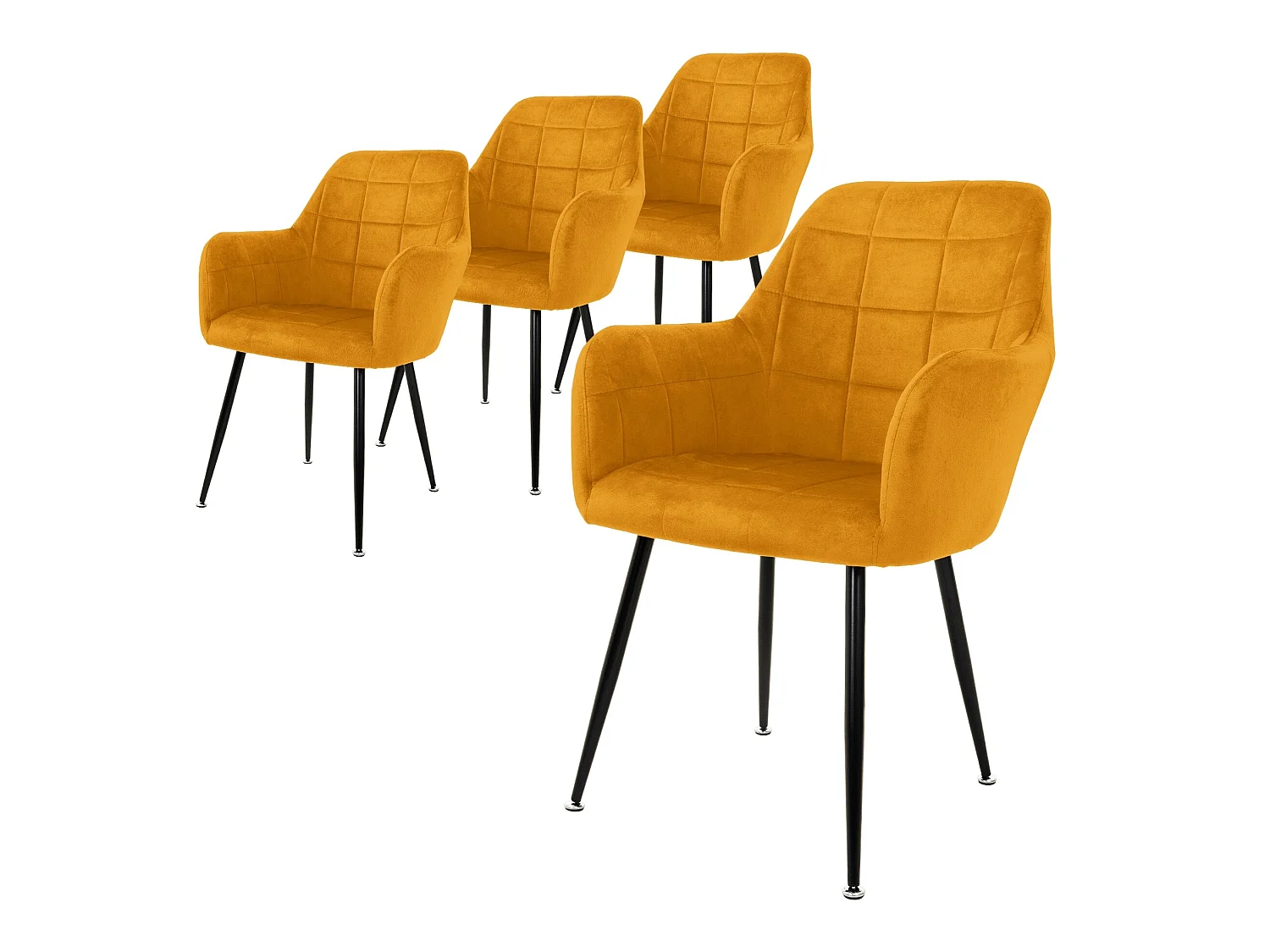 Set 4x chaises de salle à manger rembourré velours ocre fauteuils retro/moderne