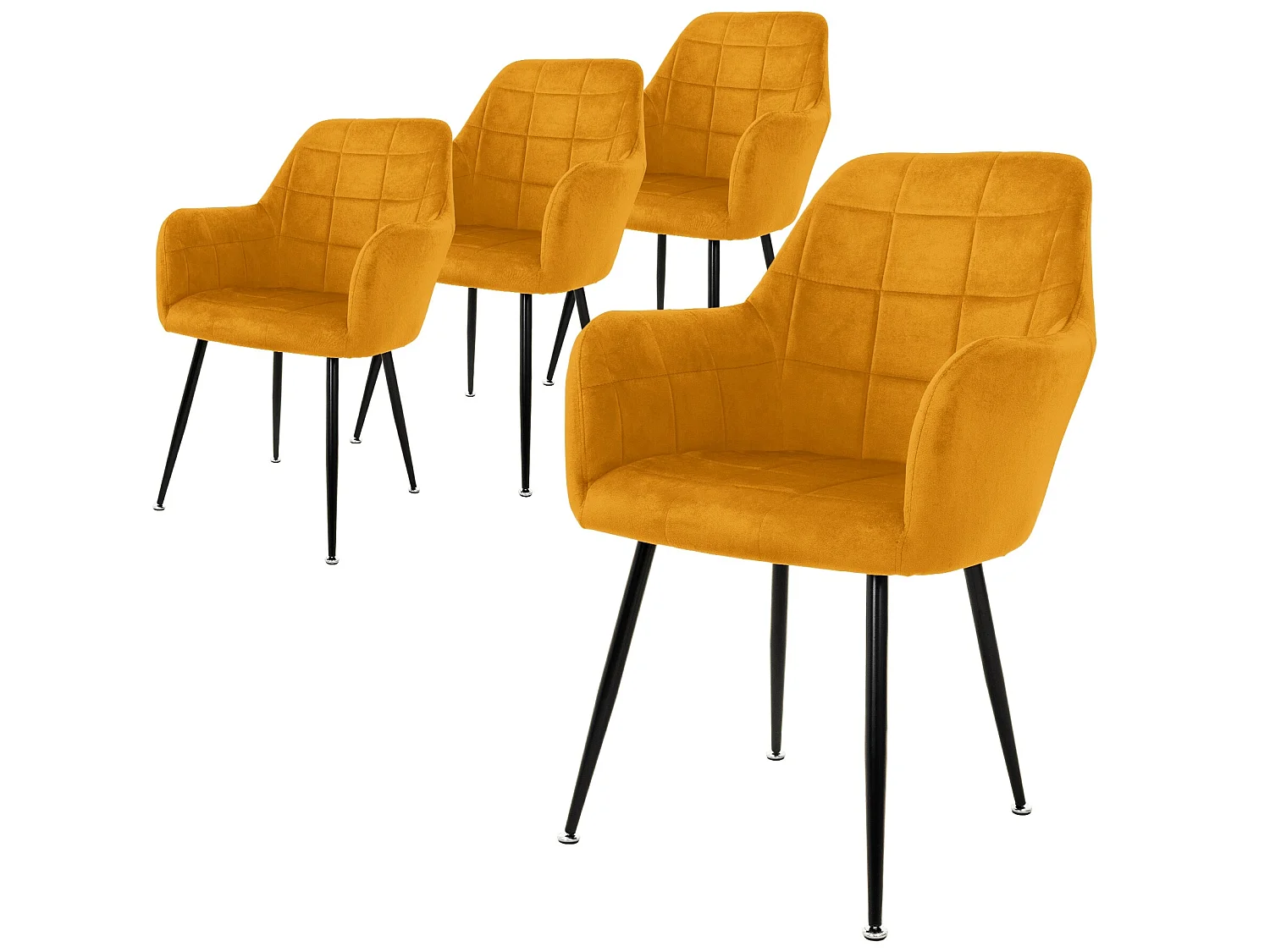 Set di 4 sedie, sedie sala da pranzo, sedie soggiorno, sedia imbottita, sedia cucina, velluto