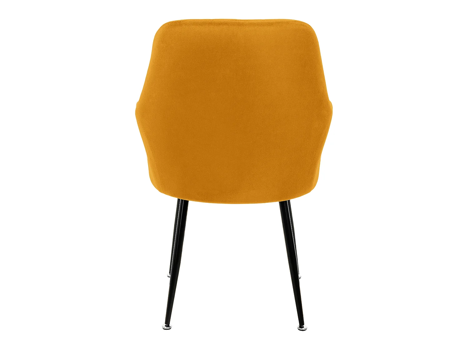 Lot de 4 chaises de salle à manger moutarde assise dossier et accoudoirs ergonomiques revêtement en velours doux pieds noir en acier style moderne