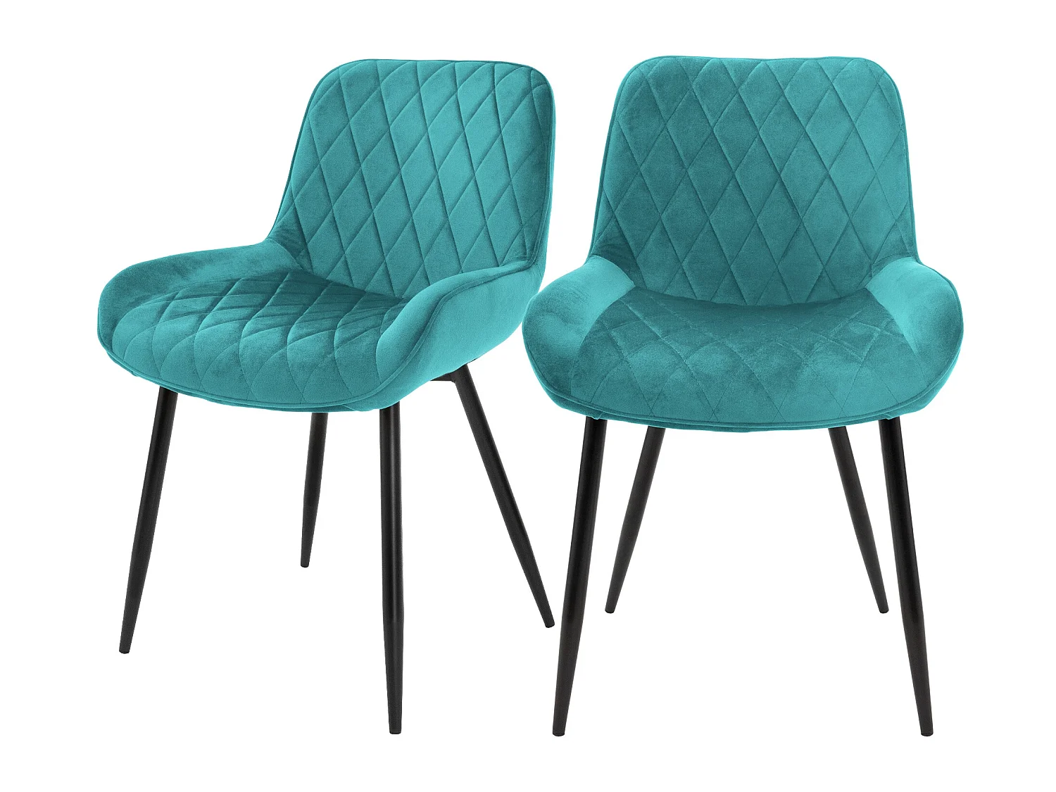 Sillas de Comedor con Respaldo y Apoyabrazos Juego de 2 Funda de Terciopelo Turquesa con Patas de Metal ML-Design