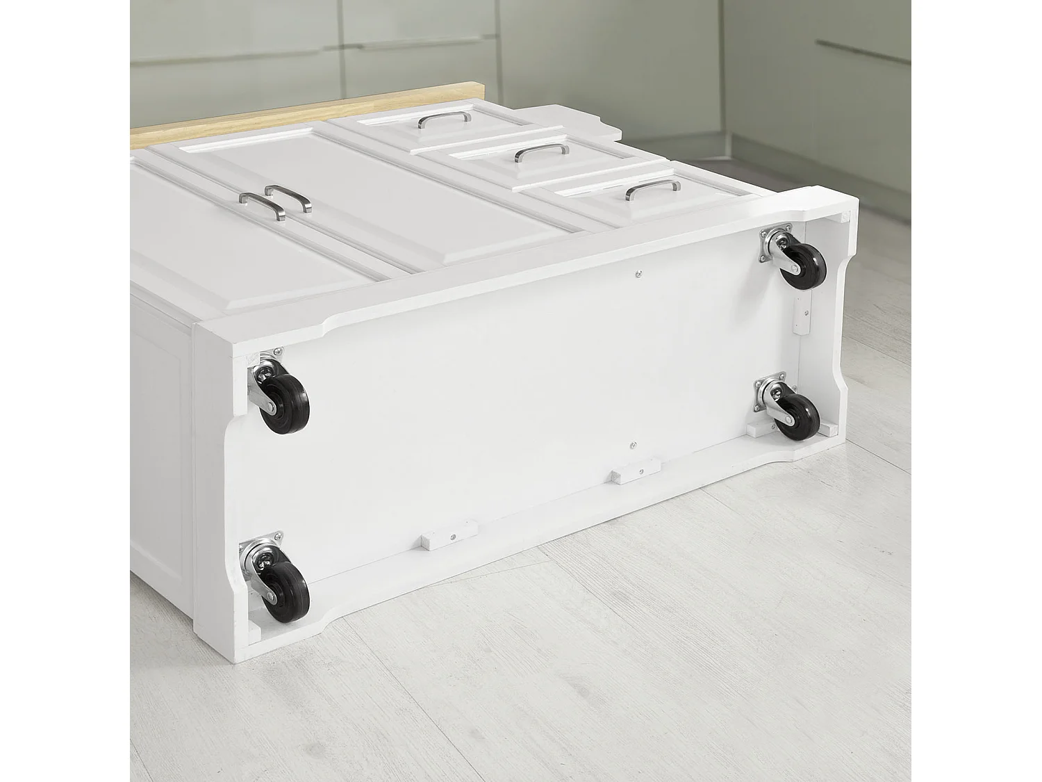 SoBuy Carrello Cucina Mobile Cucina Bianco Con Route Credenza Cucina Piano in Legno FKW41-WN