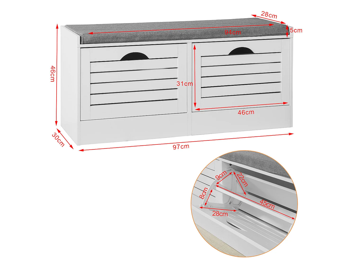 SoBuy Scarpiera salvaspazio Slim, portascarpe salvaspazio Regolabili, L97*P28*A46 cm, Bianco, FSR62-W