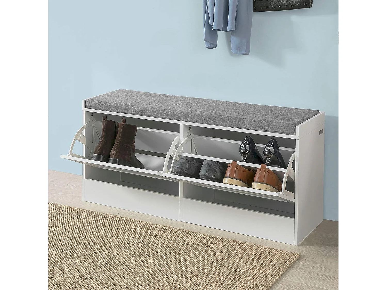 SoBuy Scarpiera salvaspazio Slim, portascarpe salvaspazio Regolabili, L97*P28*A46 cm, Bianco, FSR62-W