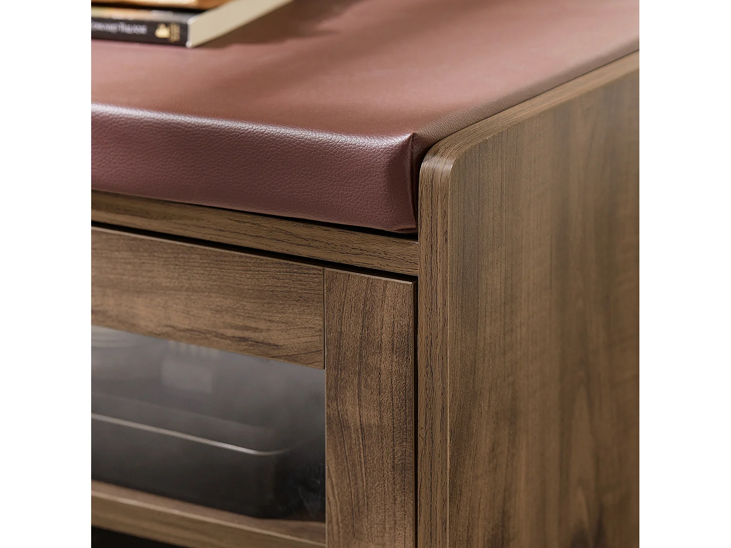 Sobuy Schoenenbank - Schoenenkasten - Schoenenrek met Zitbank - Garderobebank - Vintage - 2 Deuren - 2 Niveaus - 105 x 35 x 43 cm - FSR122-N