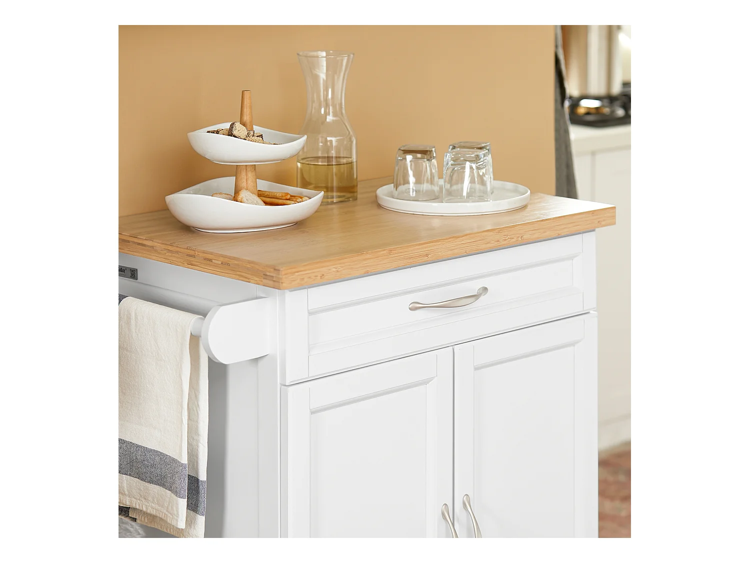 Luxus-Carrito de Cocina con Piso, Estantería de Cocina, Carrito de Servir de Bambú L66xP46xA91cm, FKW13-WN SoBuy ES