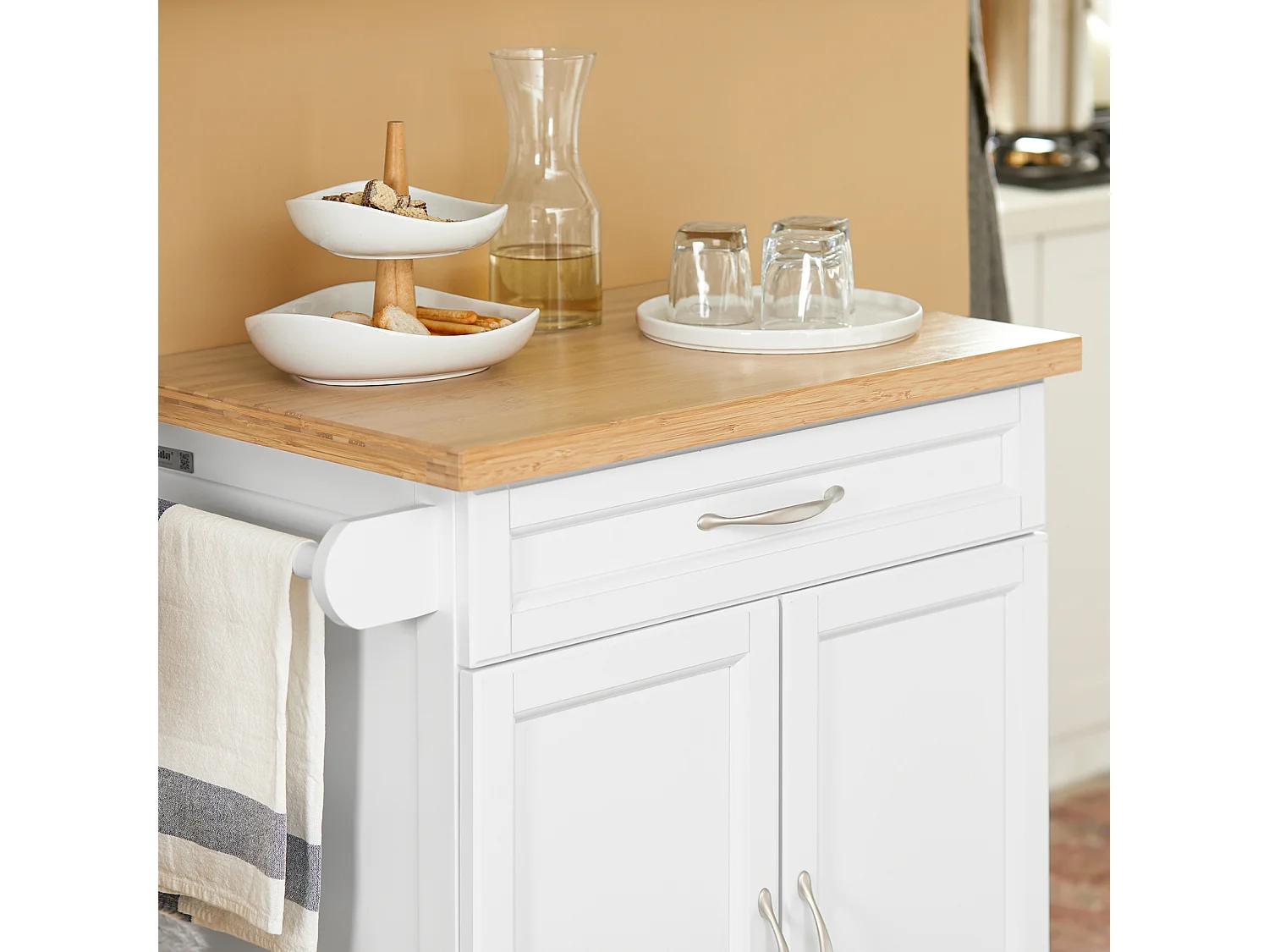 Luxus-Carrito de Cocina con Piso, Estantería de Cocina, Carrito de Servir de Bambú L66xP46xA91cm, FKW13-WN SoBuy ES