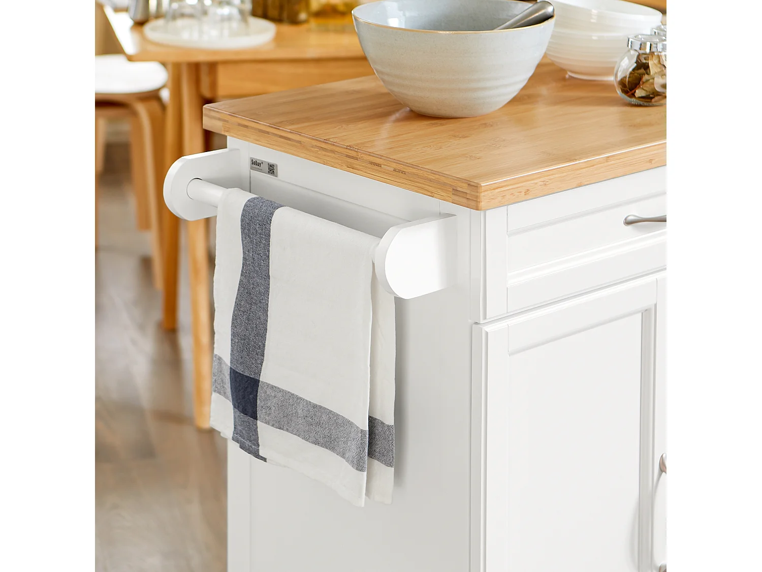 Luxus-Carrito de Cocina con Piso, Estantería de Cocina, Carrito de Servir de Bambú L66xP46xA91cm, FKW13-WN SoBuy ES