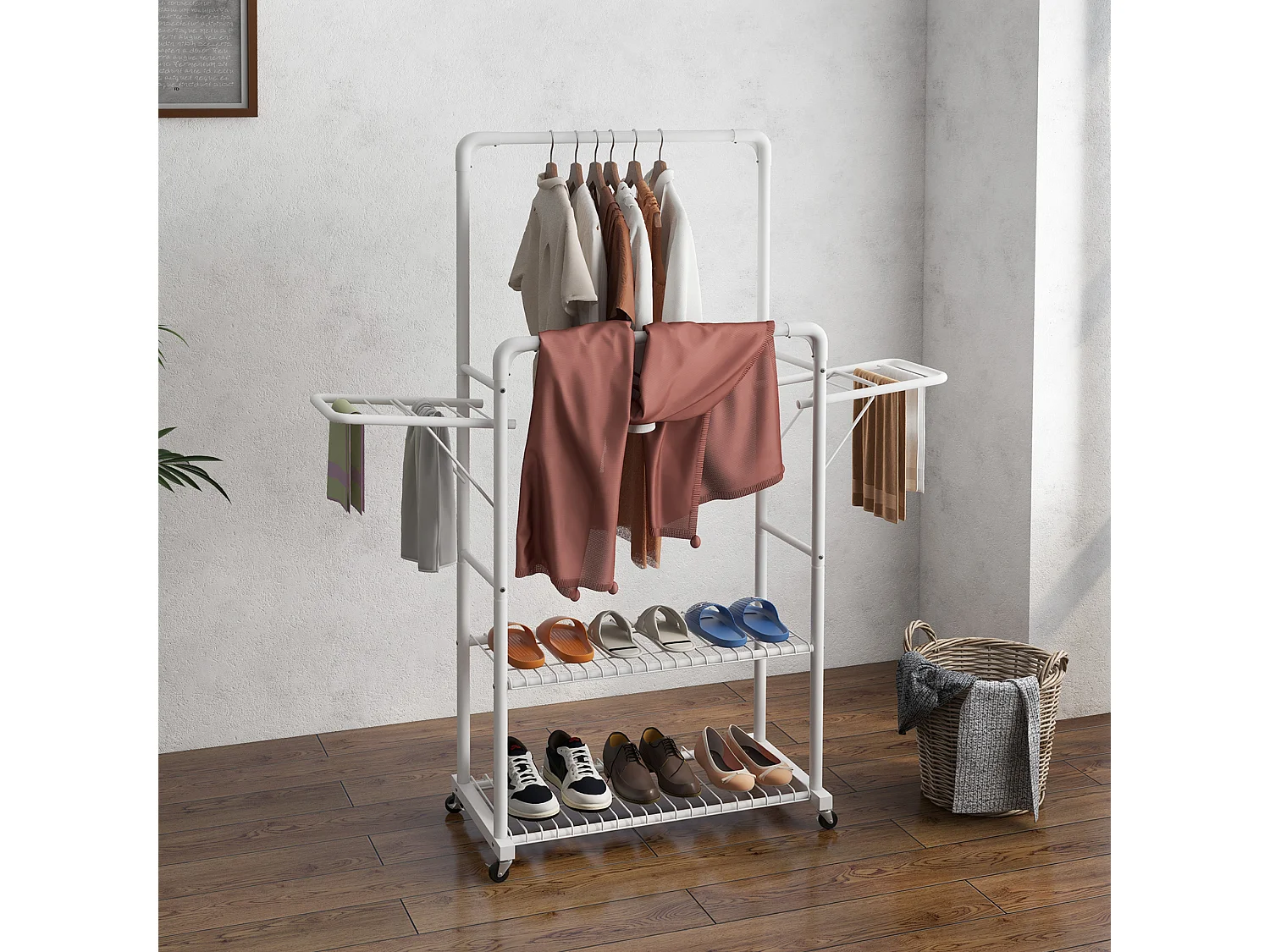 Tendedero de ropa blanco 153x43.7x171 cm HOMCOM