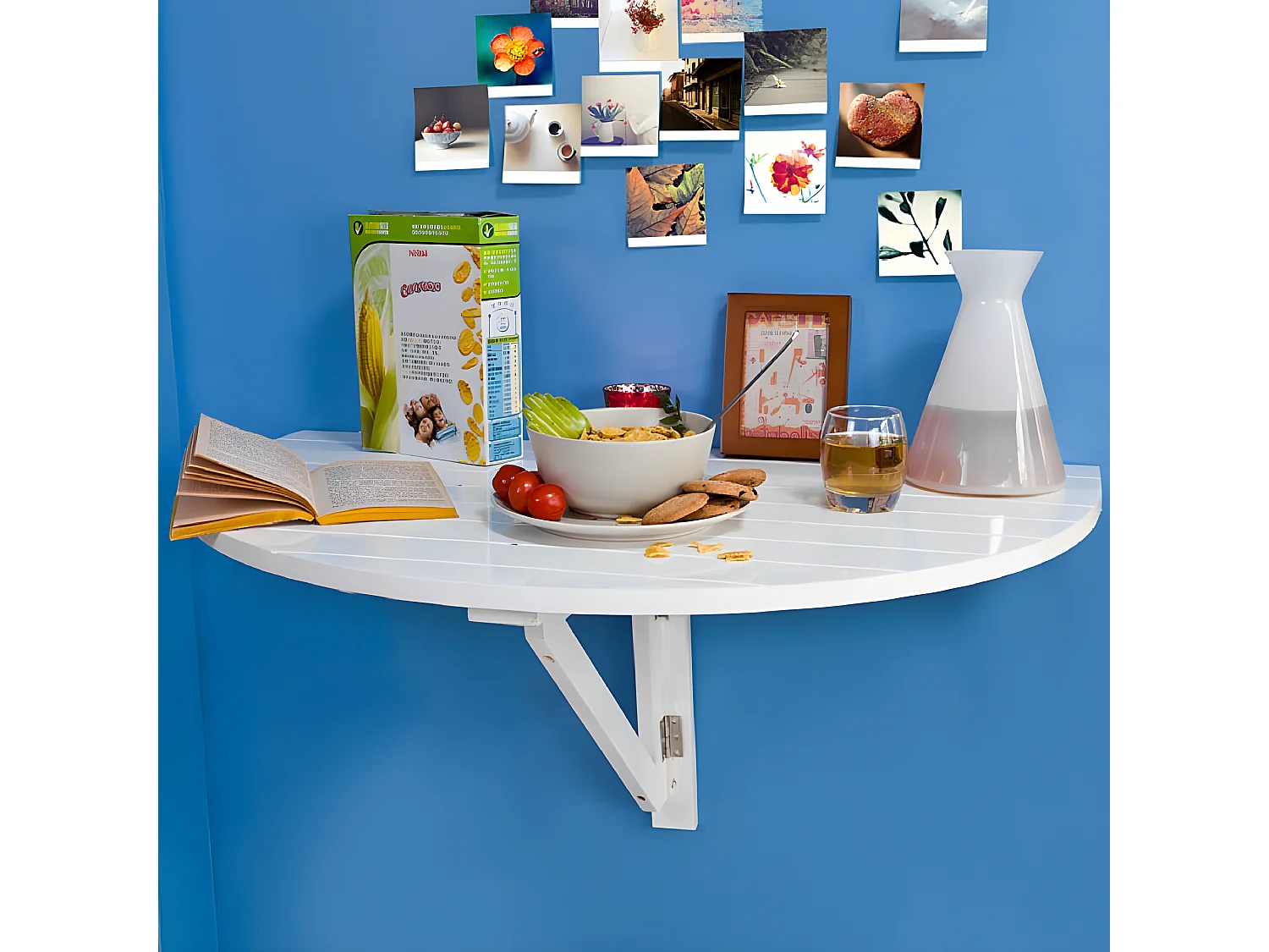 Table Murale Rabattable Table de Cuisine Pliante Table à Rabat Pour Enfant Pliable Blanc, FWT10-W