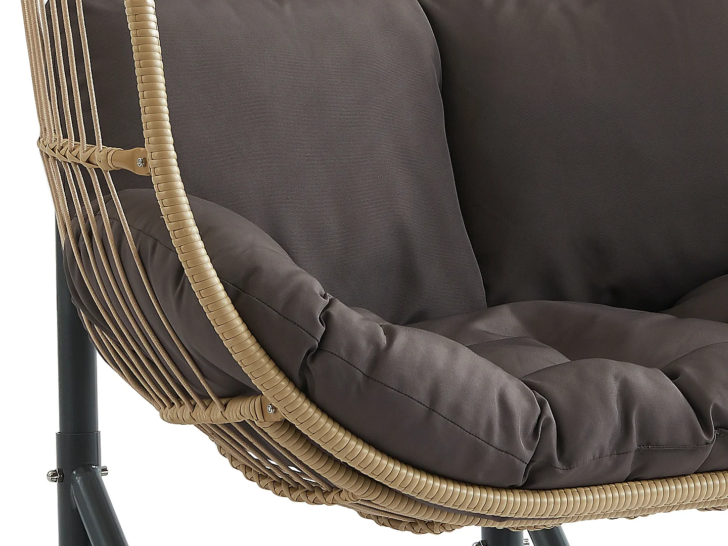 Sillón colgante de 2 plazas de ratán natural claro con cojín antracita - LISSANDRA de MYLIA