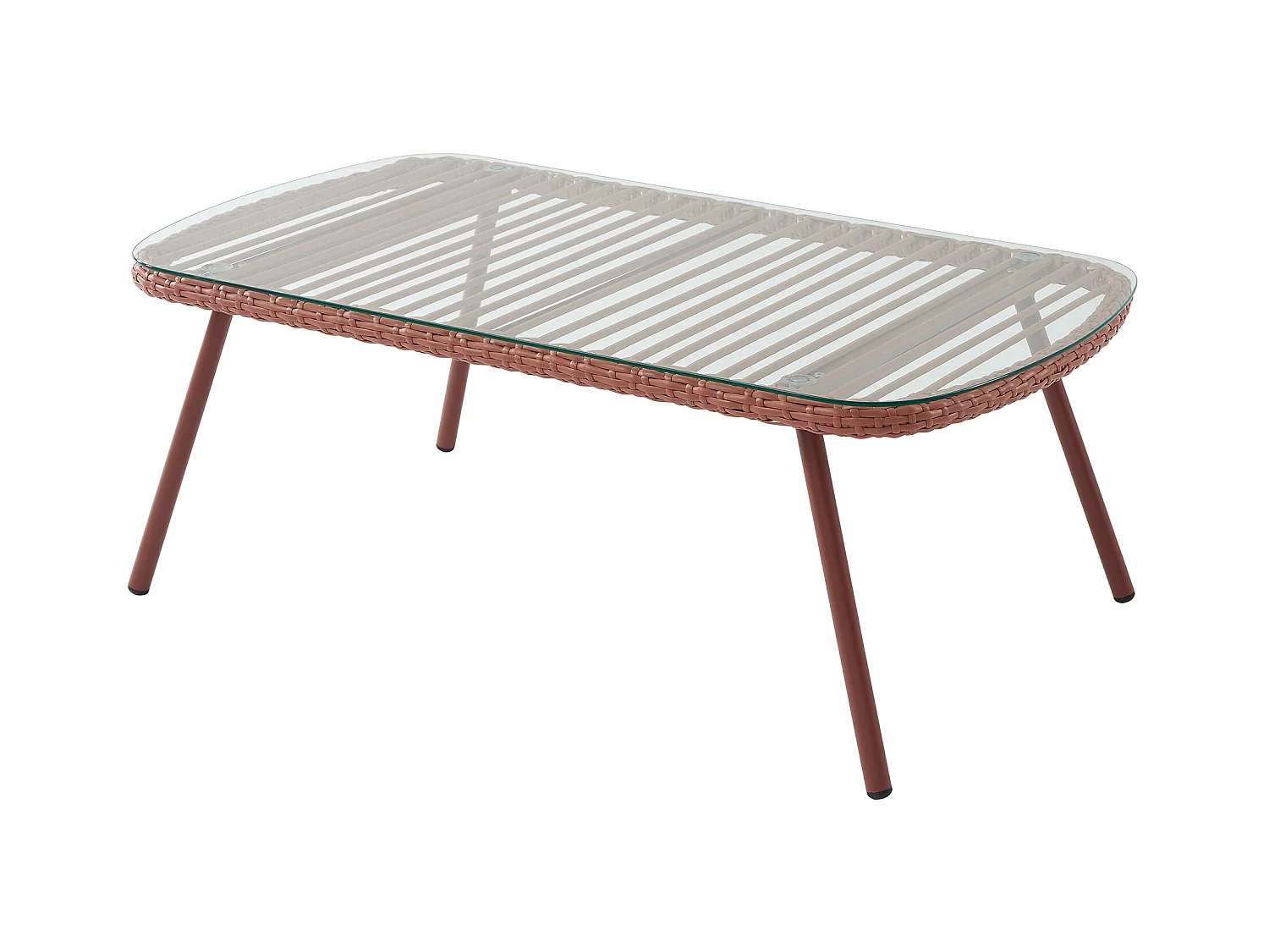 Table basse de jardin en résine tressée - Terracotta - LOUSINI de MYLIA