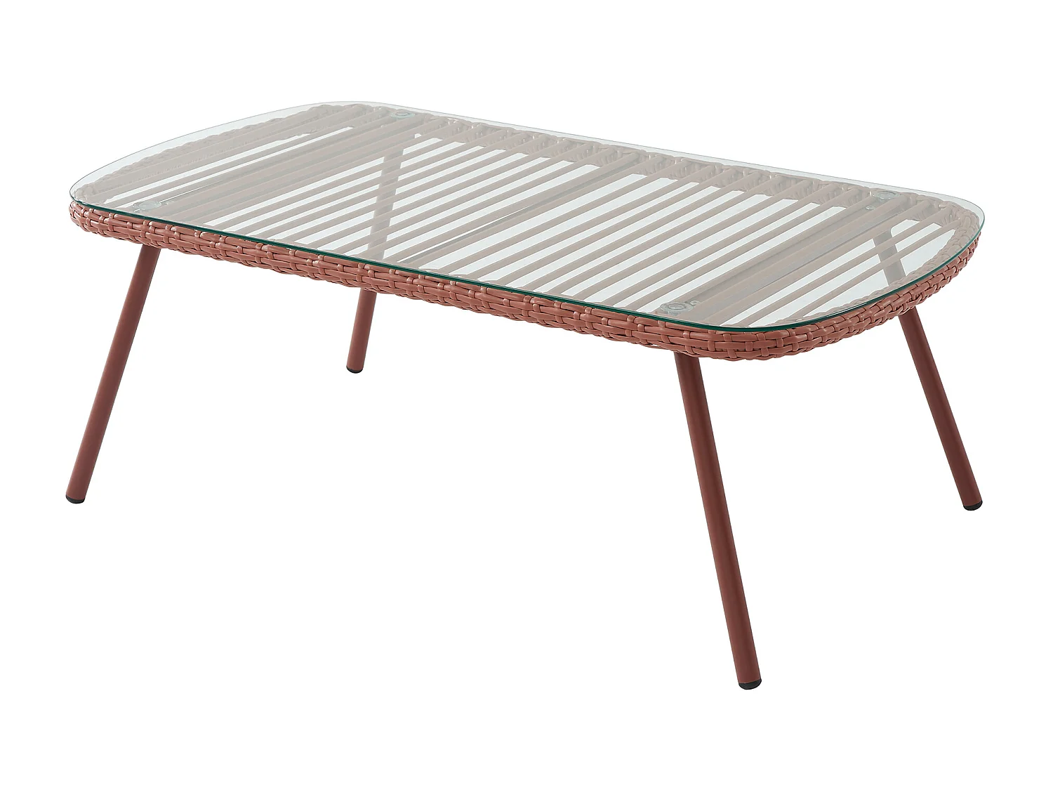 Tuinsalontafel van gevlochten hars - Terracotta - LOUSINI van MYLIA