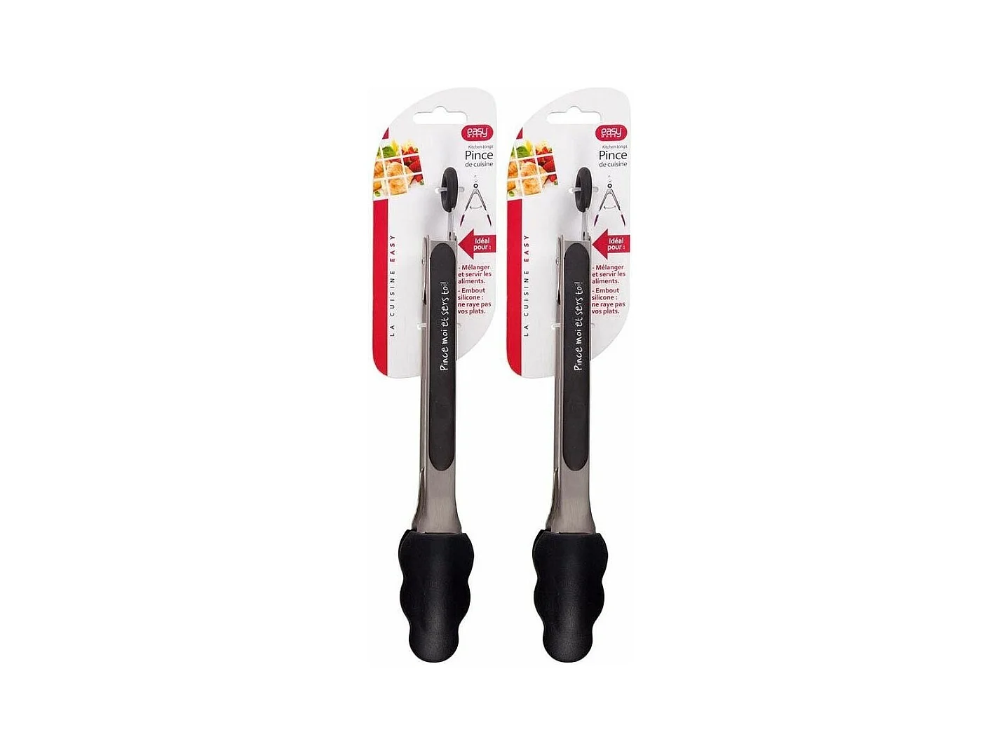 Pince de cuisine en silicone coloré (Lot de 2)