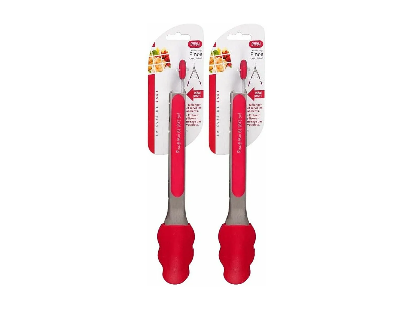 Pince de cuisine en silicone coloré (Lot de 2)