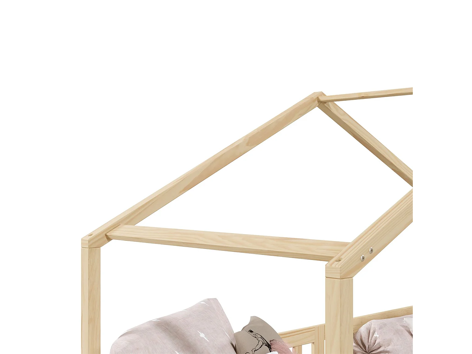 Lit cabane enfant 90x190 cm LISAN lit Simple montessori avec Barrières de Protection en Bois Massif finition naturelle
