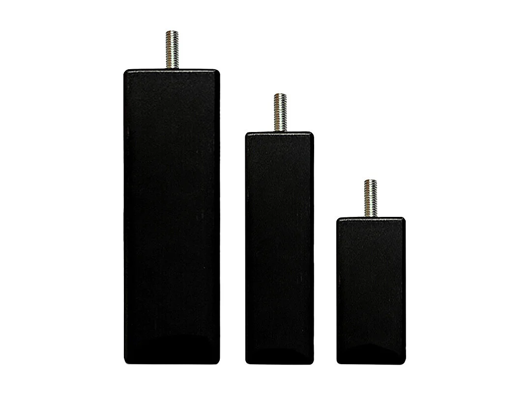 BELLECOUR LITERIE | Jeu de pieds de lit carrés en bois Noirs Hauteur 10 cm (lot de 4)