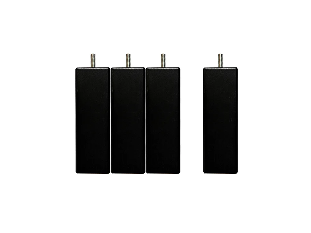 BELLECOUR LITERIE | Jeu de pieds de lit carrés en bois Noirs Hauteur 20 cm (lot de 4)