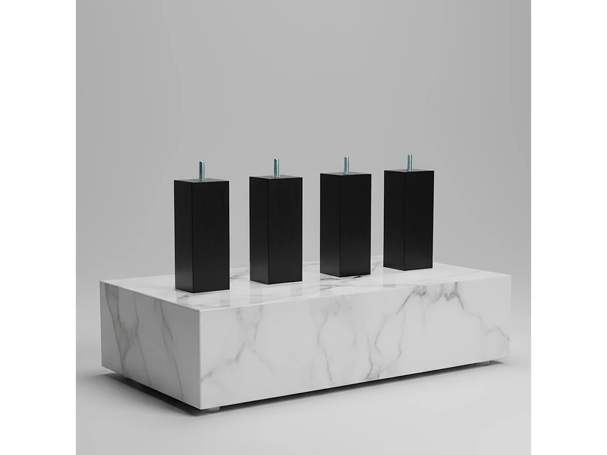 BELLECOUR LITERIE | Jeu de pieds de lit carrés en bois Noirs Hauteur 20 cm (lot de 4)