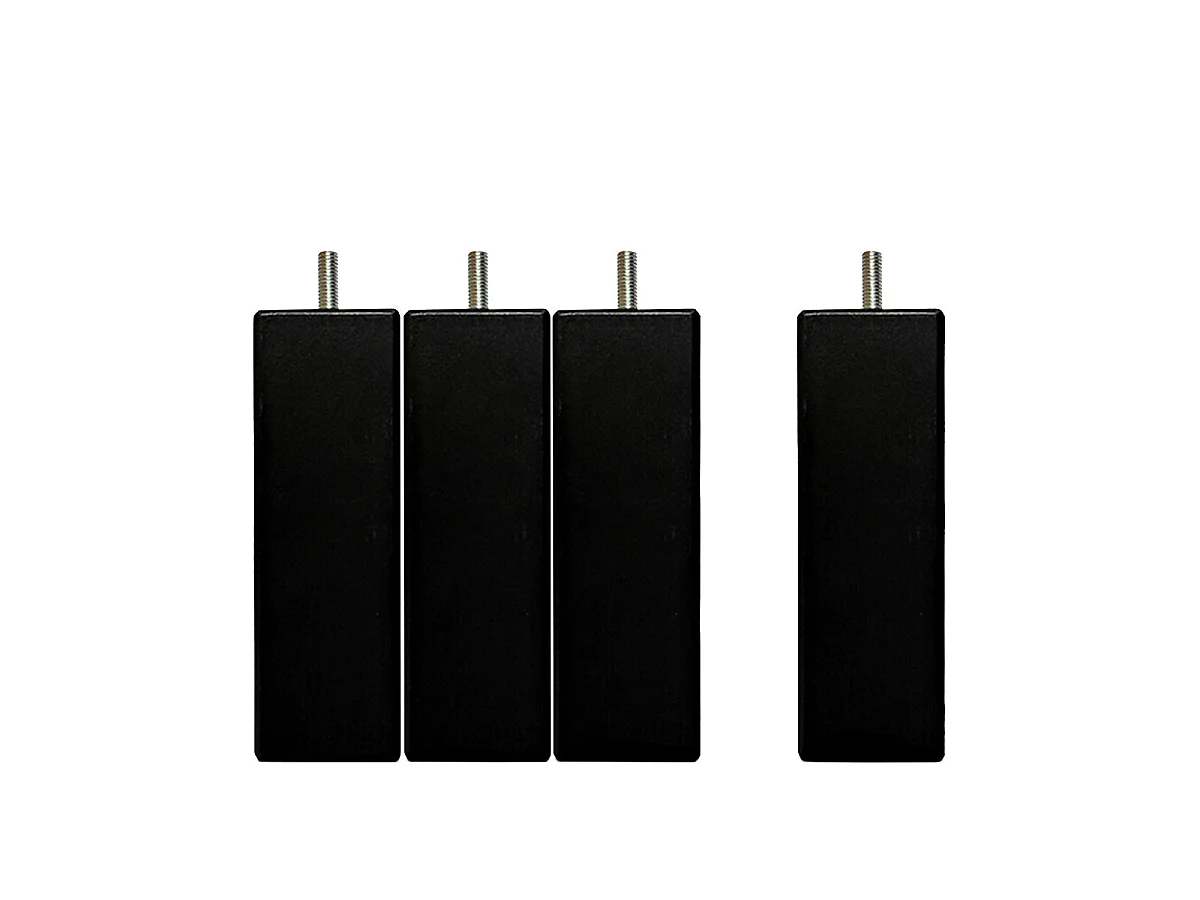 Pied de lit carré bois 20 cm - lot de 4 - Noir