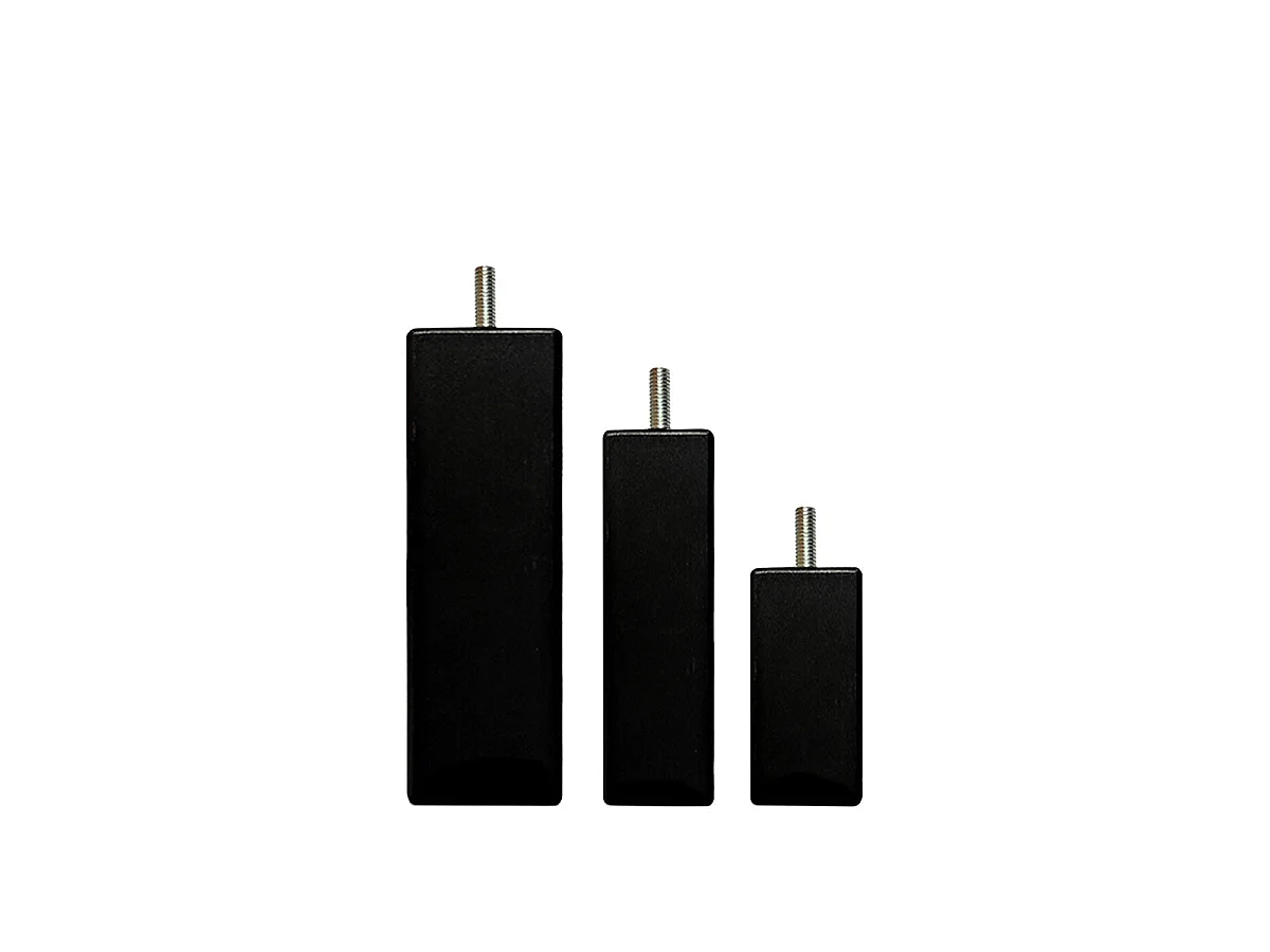 Pied de lit carré bois 20 cm - lot de 4 - Noir