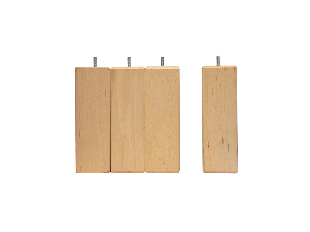 BELLECOUR LITERIE | Jeu de pieds de lit carrés en bois Hauteur 20 cm (lot de 4)