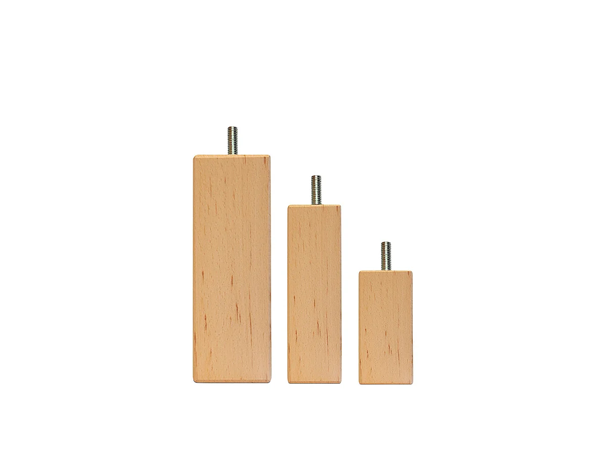 Pied de lit carré bois 20 cm - lot de 4 - Naturel