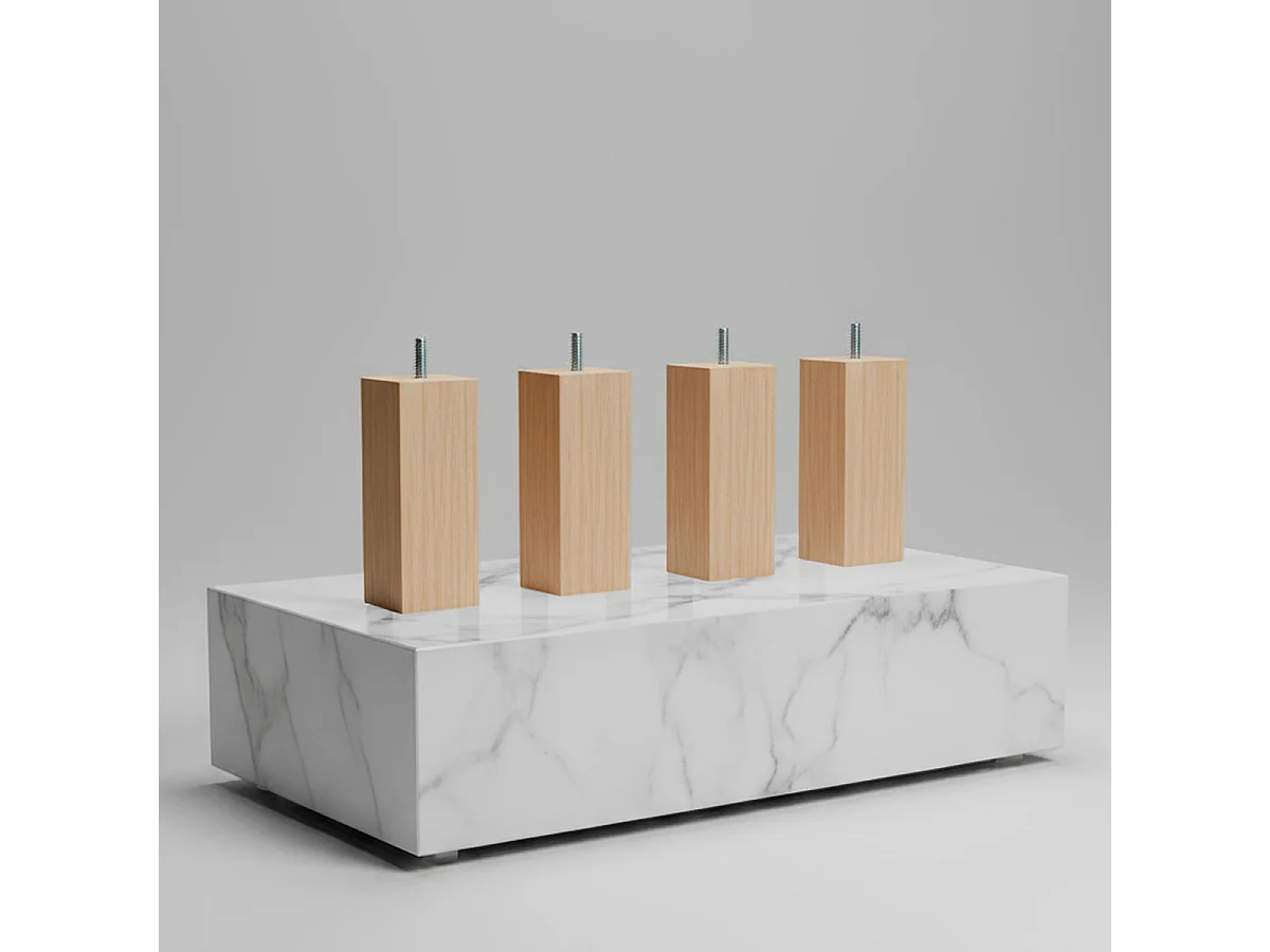 BELLECOUR LITERIE | Pied de lit carré en bois Hauteur 15 cm (vendu à l'unité)