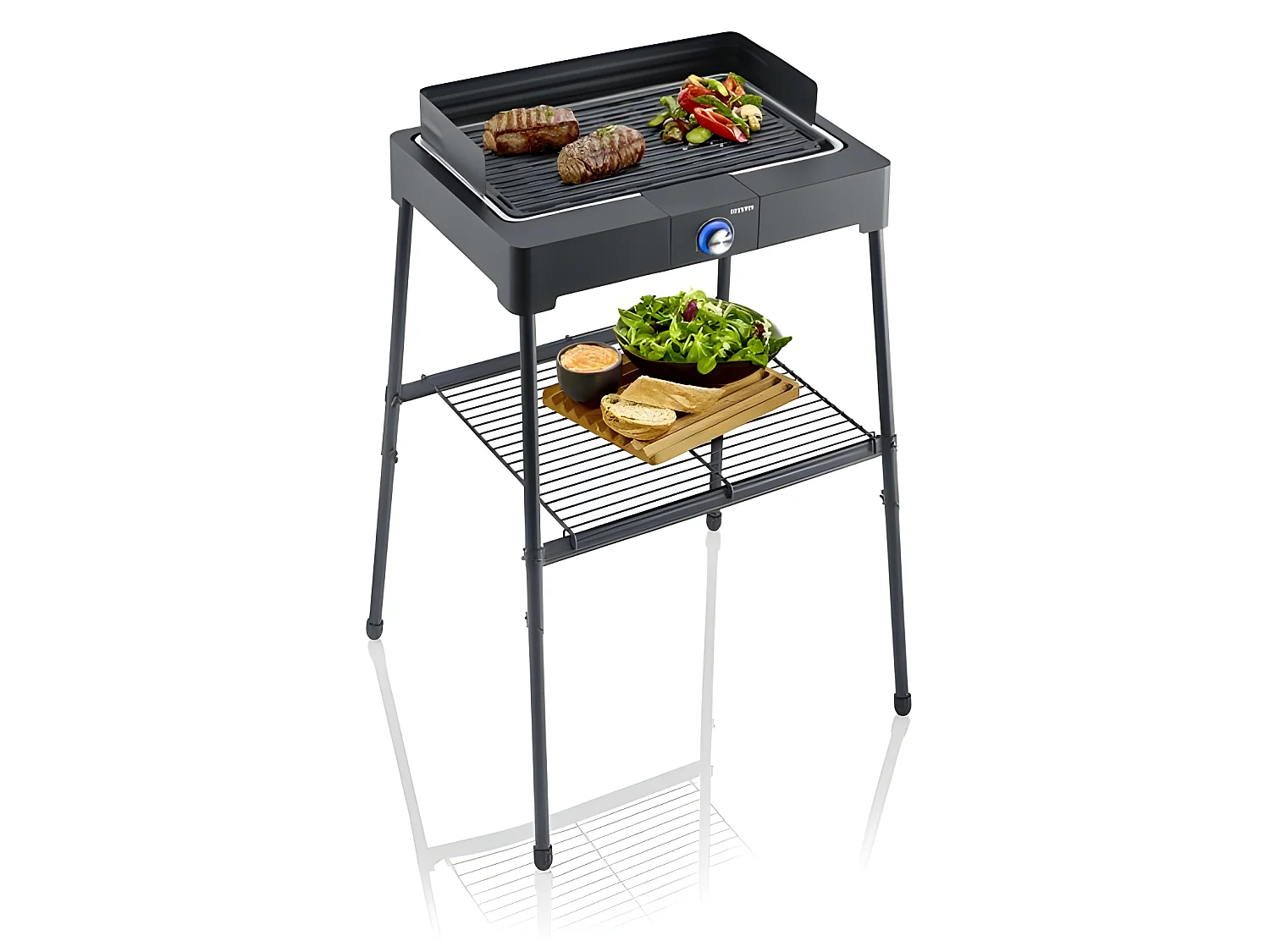 Elektryczny grill stojący 2200W czarny - Ruszt z aluminium odlewanego - PG8568