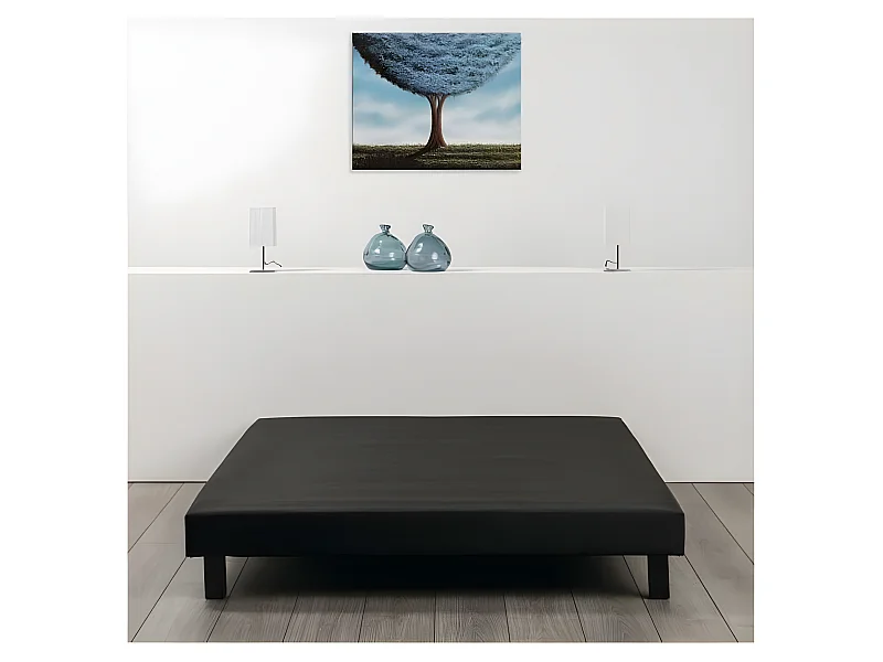 Sommier tappezzato a doghe 140 x 190 in legno massello nero - FINLANDEK Rakenne