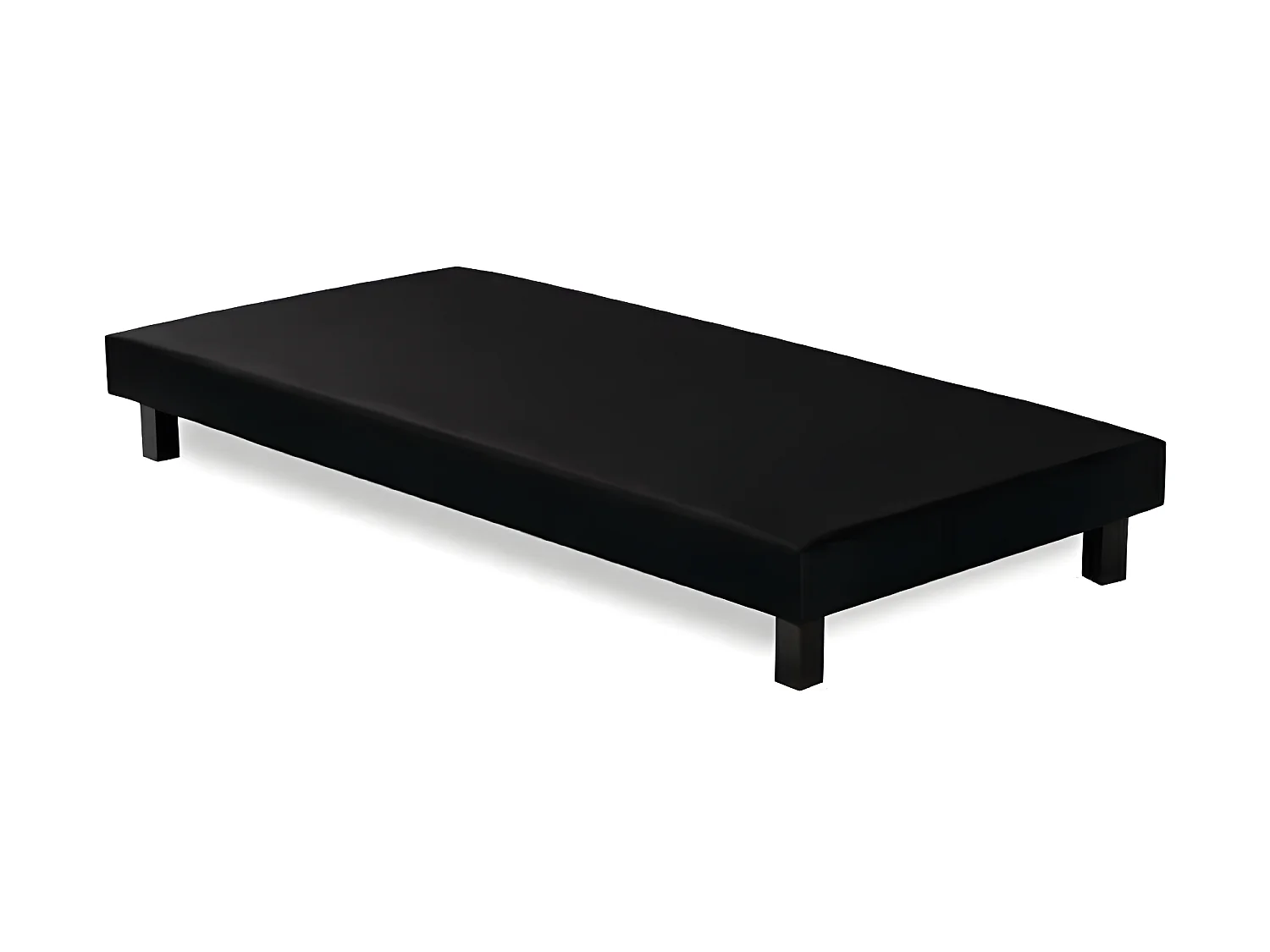 Sommier tapissier a lattes 90 x 190 - Bois massif noir + pieds - FINLANDEK Rakenne