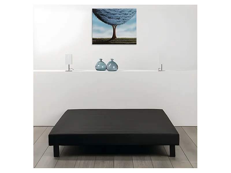 Gestoffeerde lattenbodem 160 x 200 massief hout zwart - FINLANDEK Rakenne