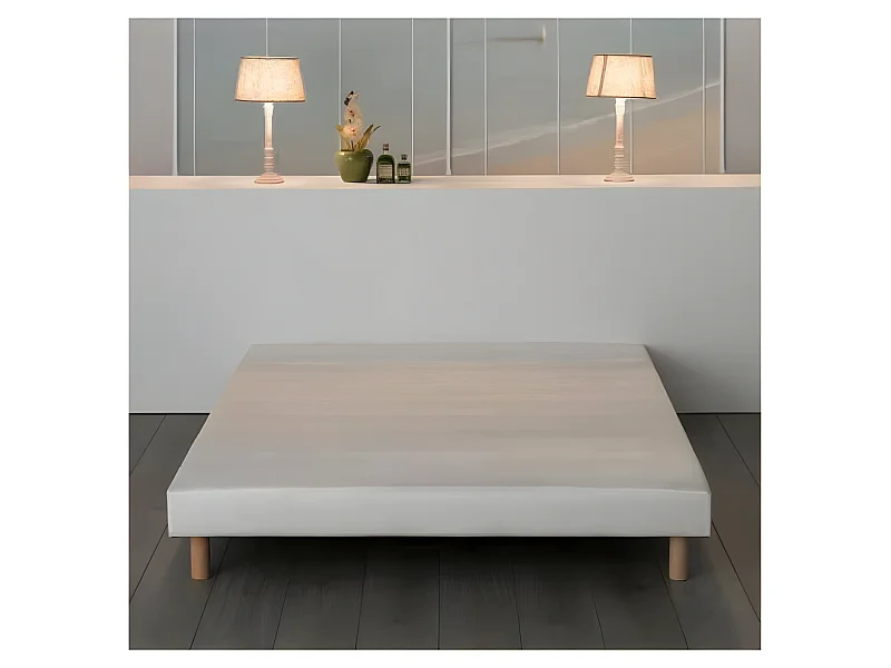FINLANDEK Rakenne Sommier tapissier a lattes 160 x 200 - Bois massif blanc + pieds