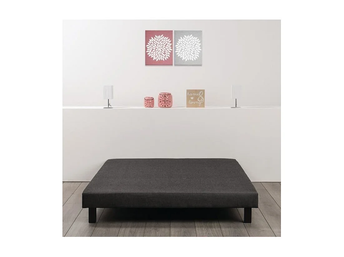FINLANDEK Rakenne - Sommier tapissier a lattes 140 x 190 - Bois massif gris anthracite + pieds