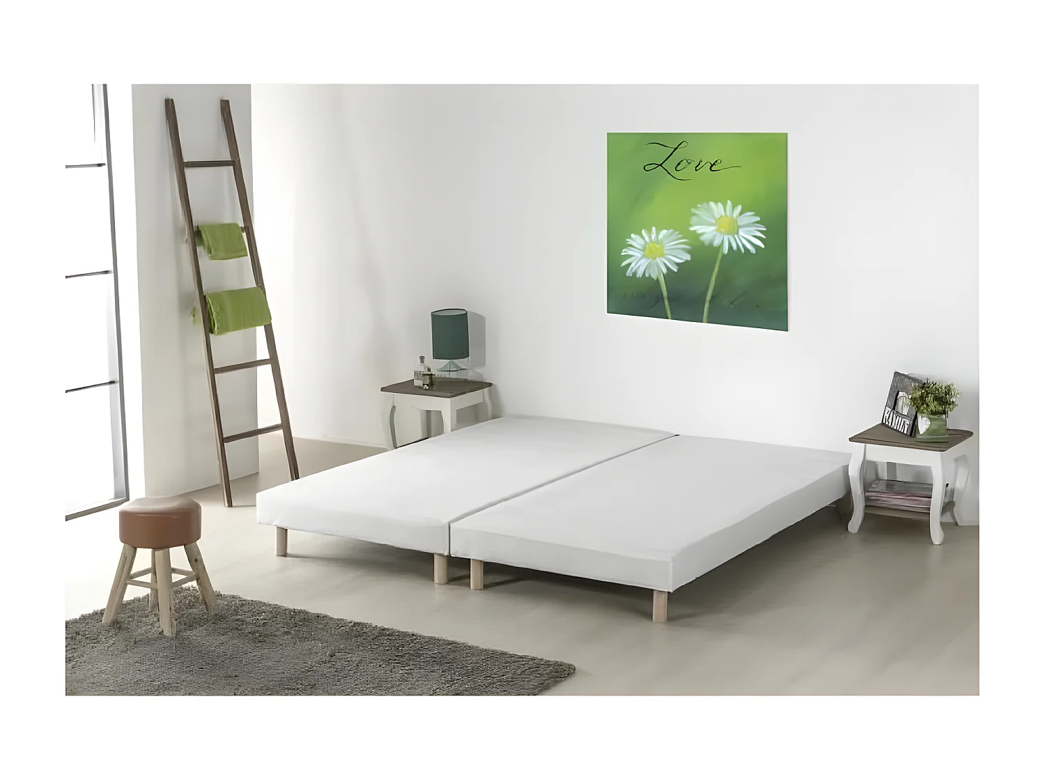 Reti a doghe imbottite x 2 - Legno Massello Bianco 180x200 - FINLANDEK Rakenne