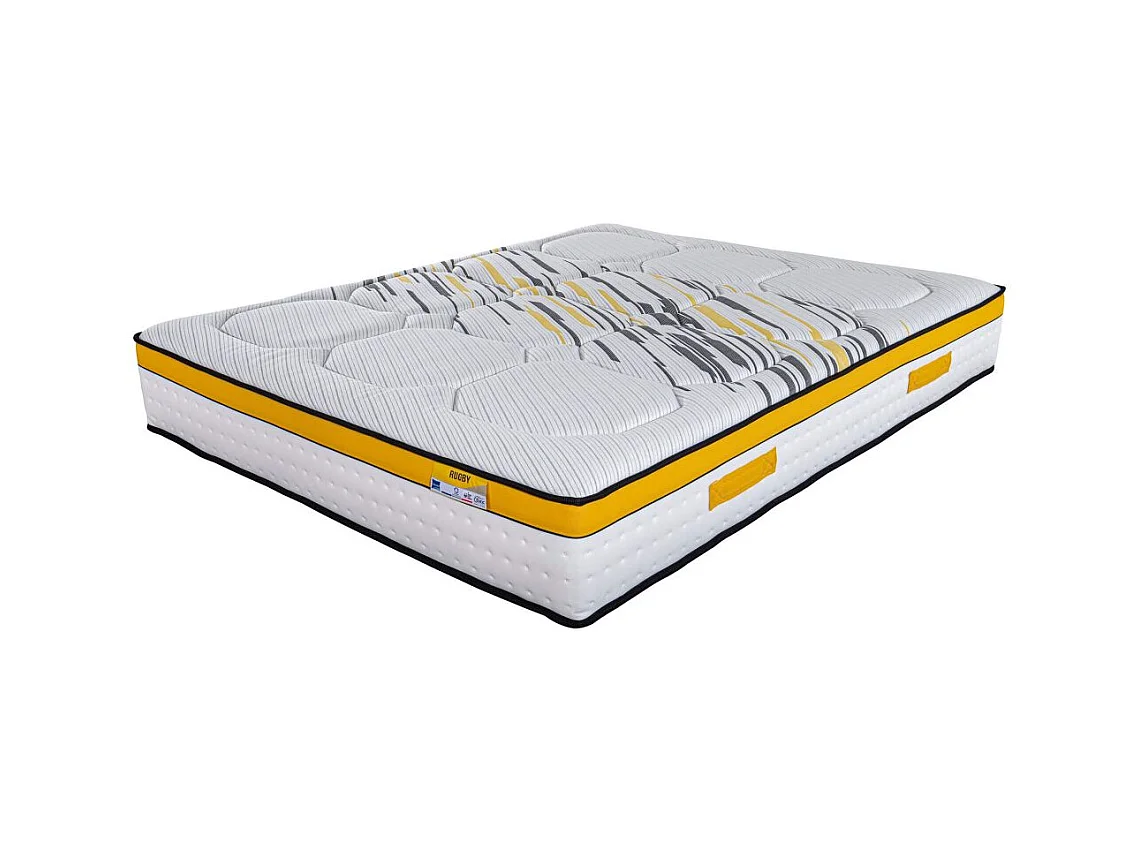 Matelas 160x200 Rugby - Ressorts ensachés - Hauteur 27 cm - Soutien très ferme
