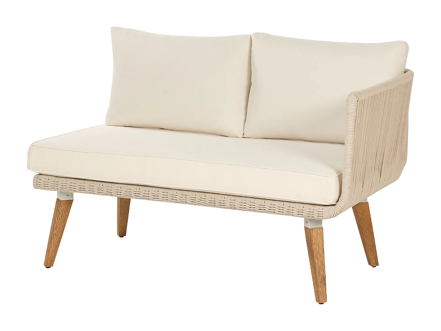Ensemble de canapés d'angle de jardin 5 places ALCAMO Côté droite Acacia Beige clair