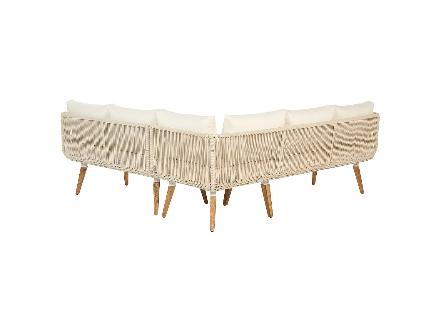 Garten Ecksofa mit Tisch 5-Sitzer ALCAMO linksseitig Akazienholz Hellbeige