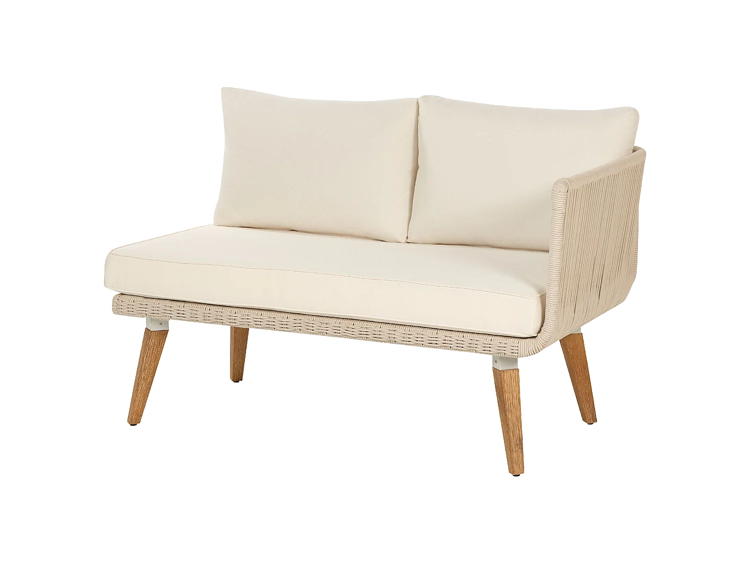 Garten Ecksofa mit Tisch 5-Sitzer ALCAMO linksseitig Akazienholz Hellbeige