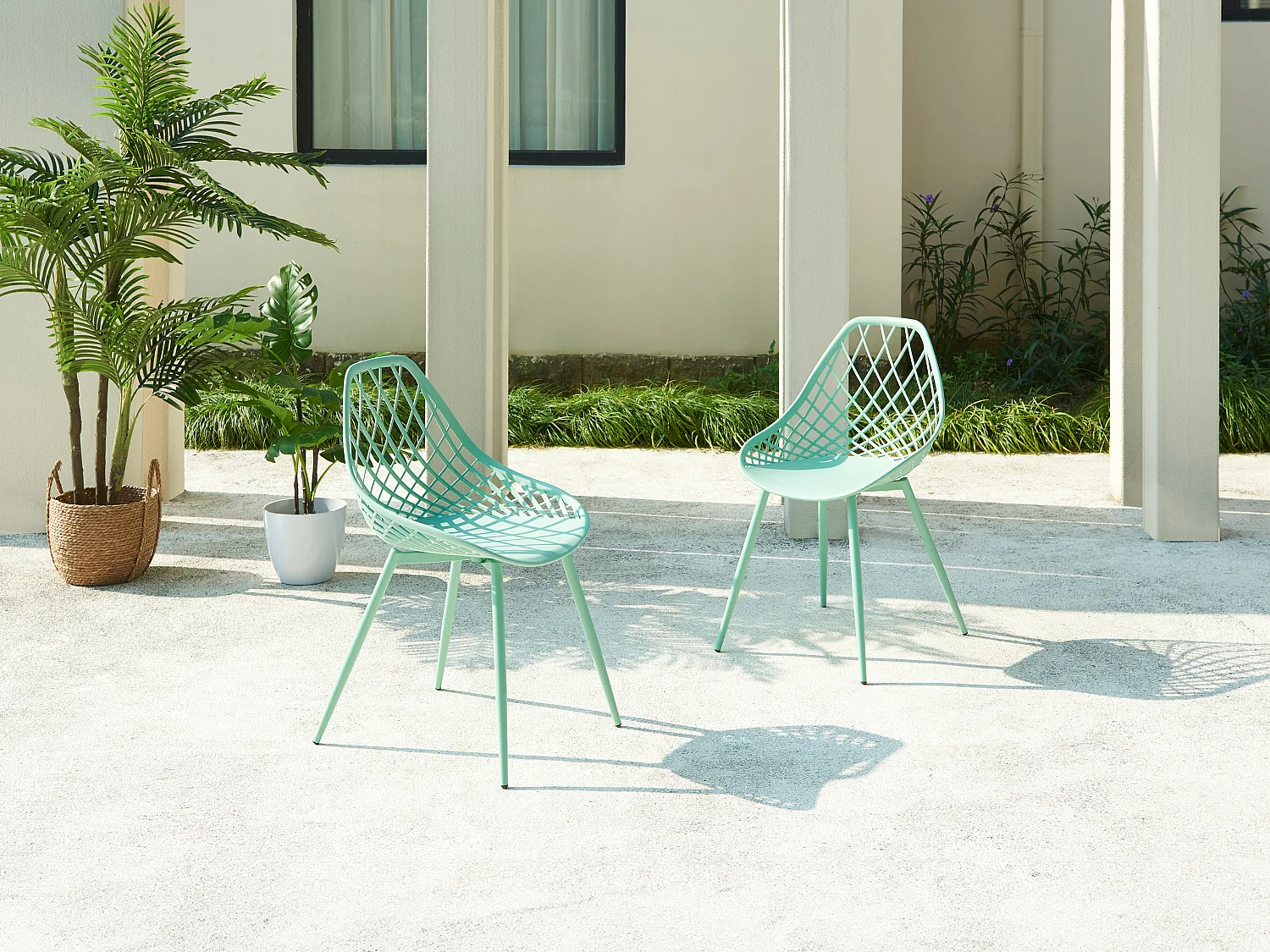 Gartenstuhl 2er-Set - Polypropylen & Metall - Mandelgrün - MALAGA von MYLIA