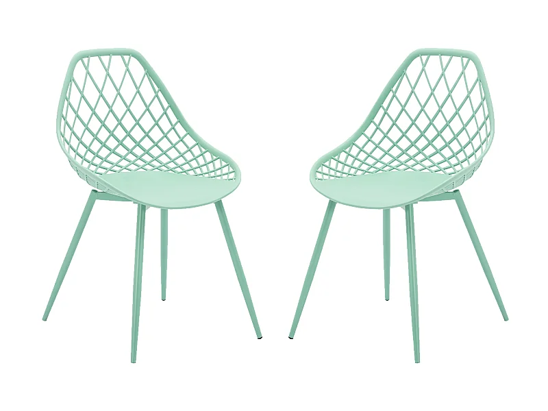 Gartenstuhl 2er-Set - Polypropylen & Metall - Mandelgrün - MALAGA von MYLIA
