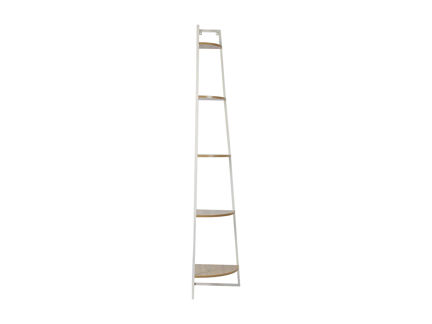 Etagere Angle 5 Niveaux Bois Et Metal Blanc Blanc, Marron