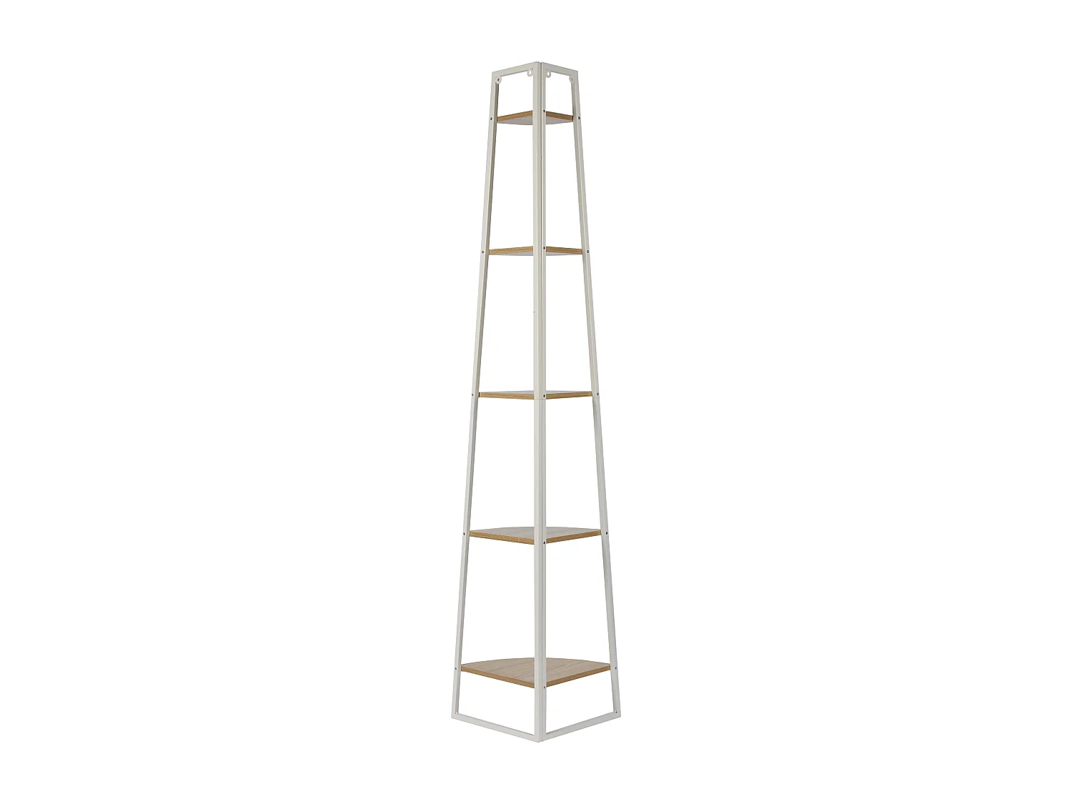 Etagere Angle 5 Niveaux Bois Et Metal Blanc Blanc, Marron