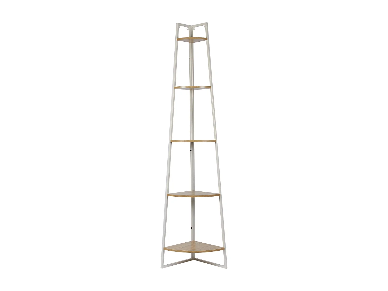 Etagere Angle 5 Niveaux Bois Et Metal Blanc Blanc, Marron