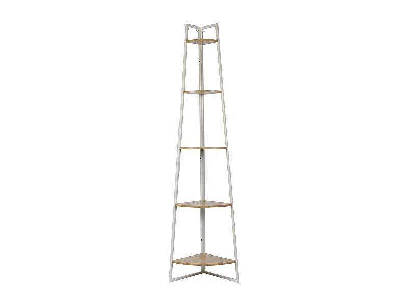 Etagere Angle 5 Niveaux Bois Et Metal Blanc Blanc, Marron