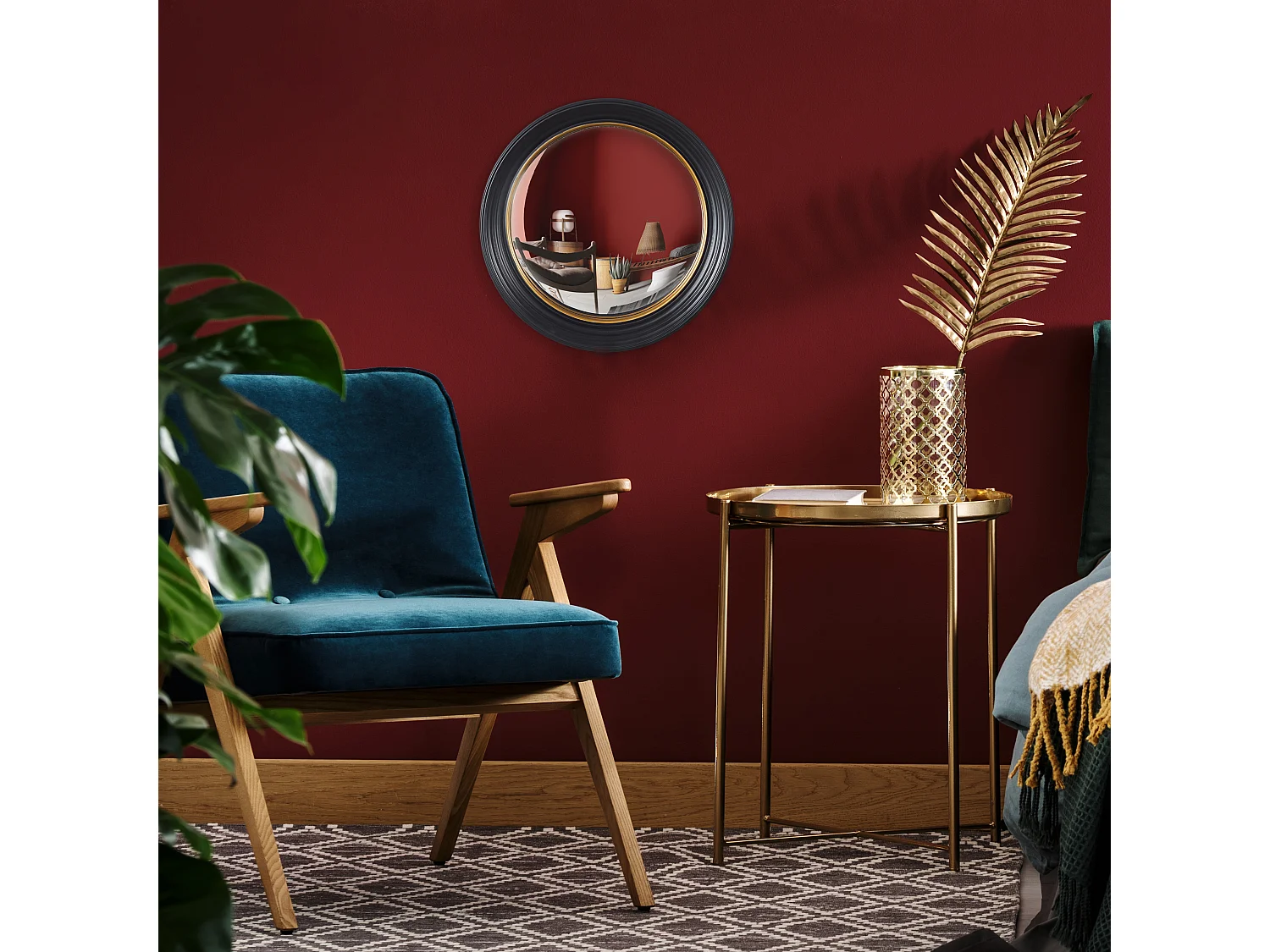 Miroir Convexe D40.5cm Oko Or, Noir