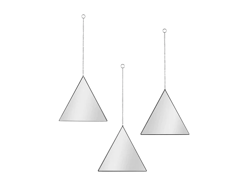 Lot de 3 Miroirs Déco Triangle "Louxor" 24cm Noir